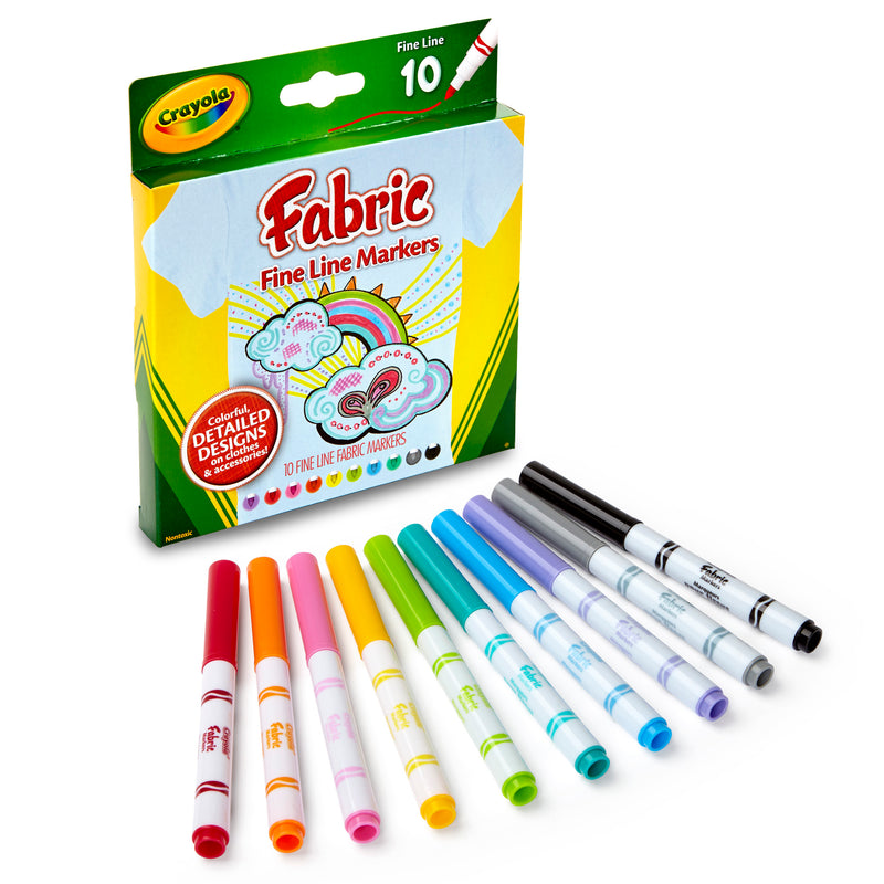 Crayola Fine Line Fabric Markers 10 Colors