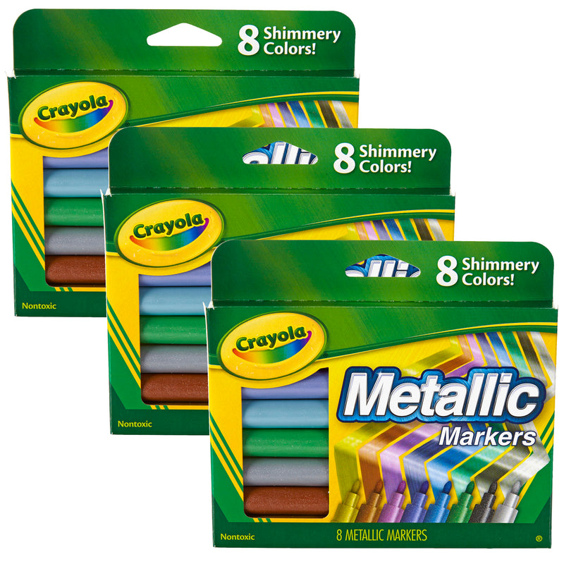(3 Pk) Crayola Metallic Markers 8 Colors