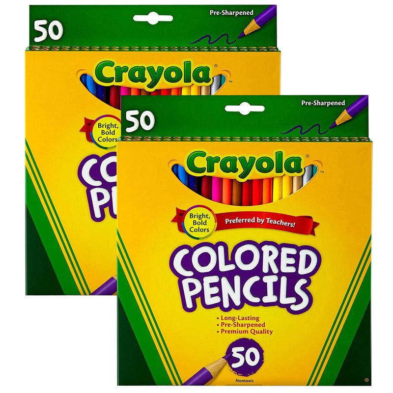 (2 Bx) Crayola Colored Pencils 50ct Per Bx Full Len Asst Clrs Peggable