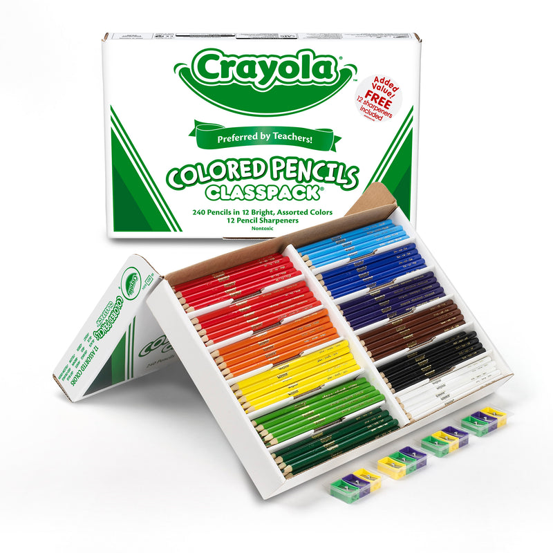 Colored Pencils 240 Ct Classpack 12 Assorted Colors Full Length
