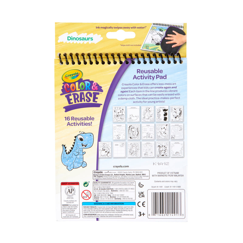 Color & Erase Reusable Activity Pad, Dinosaurs