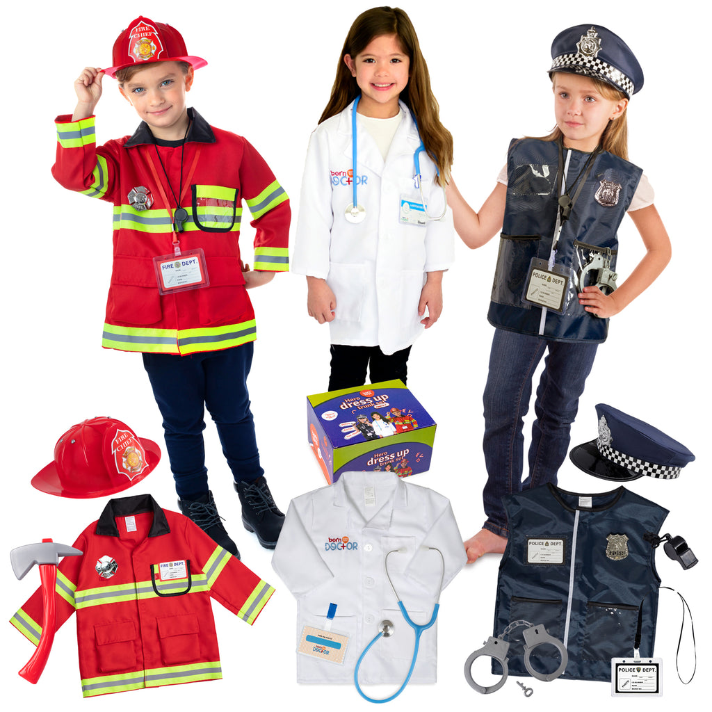 Hero Costume Set Fireman Police Doctor