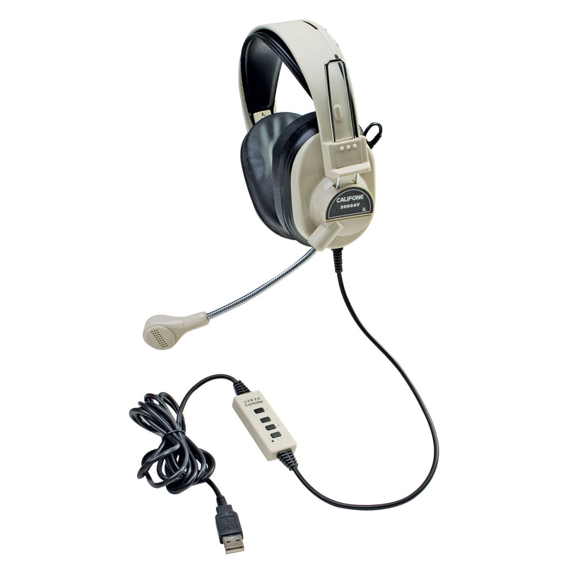 Deluxe Multimedia Stereo Headset W- Boom Microphone W- Usb Plug