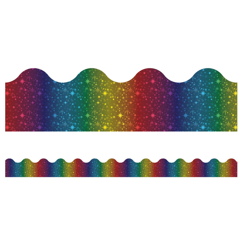 (6 Pk) Rainbow Foil Scalloped Borders Sparkle And Shine