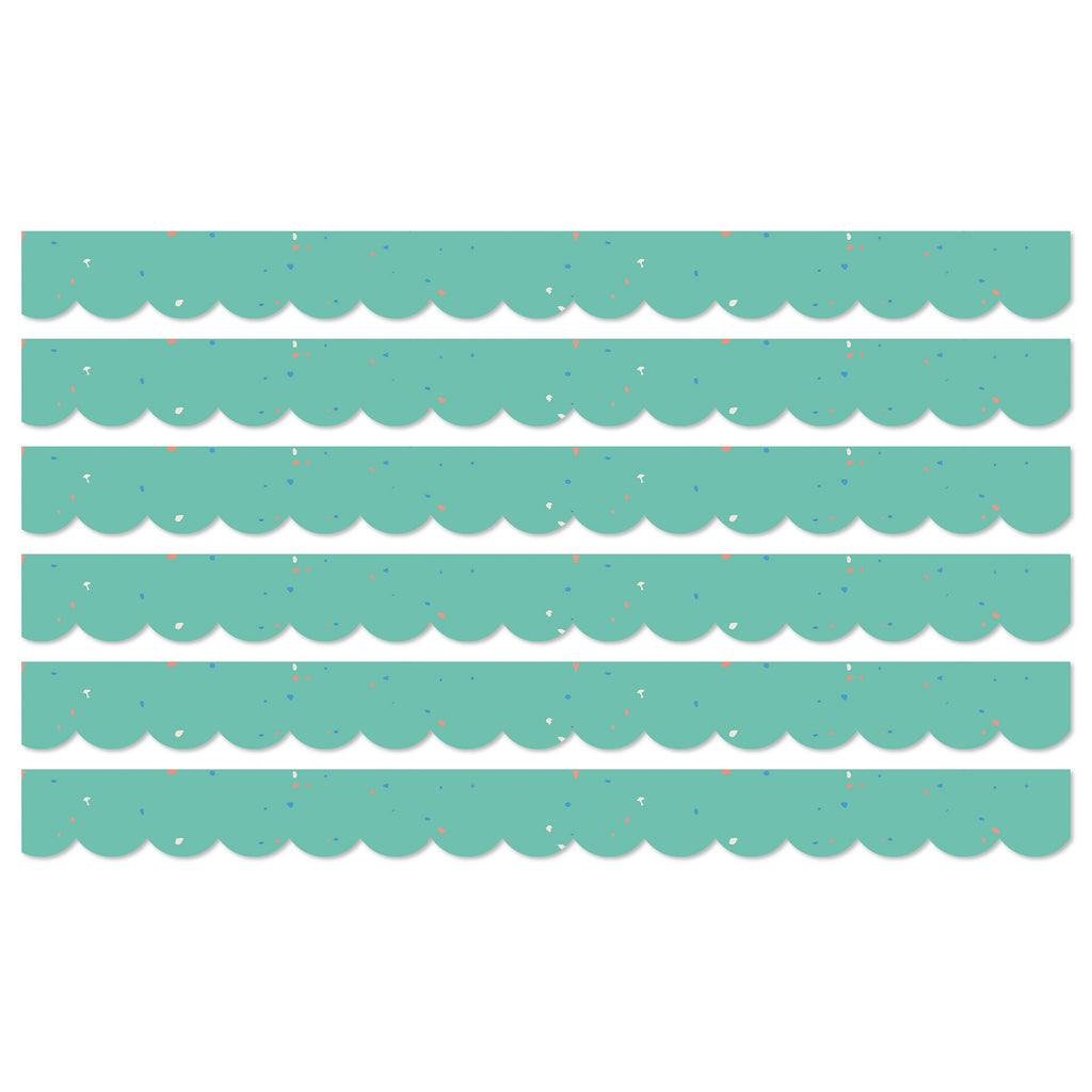 (6 Pk) Speckld Teal Scallop Borders