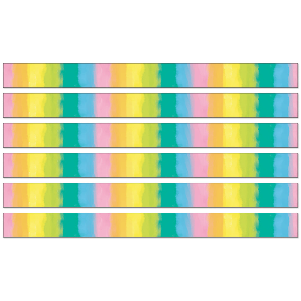 Creatively Inspired Watercolor Straight Borders, 36 Feet Per Pack, 6 Packs