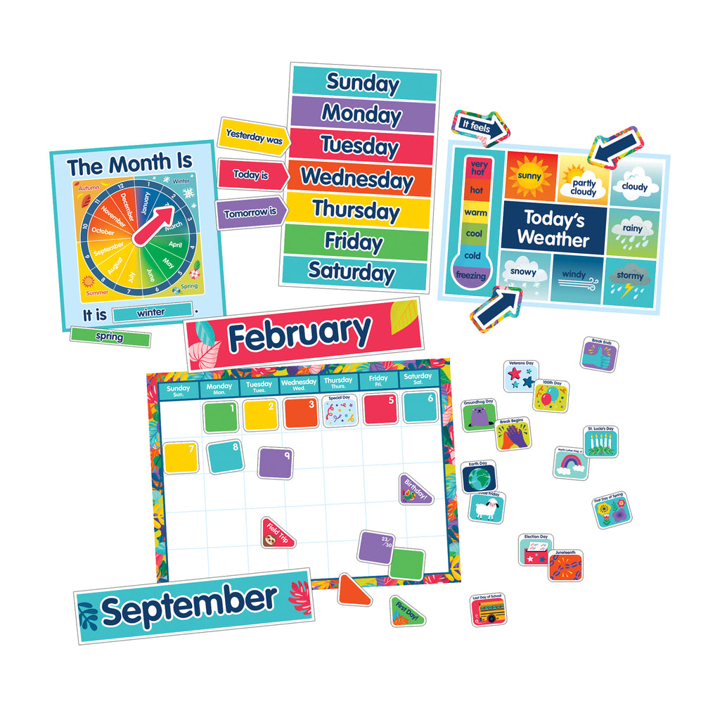 (2 St) Calendar Bulletin Board Set One World