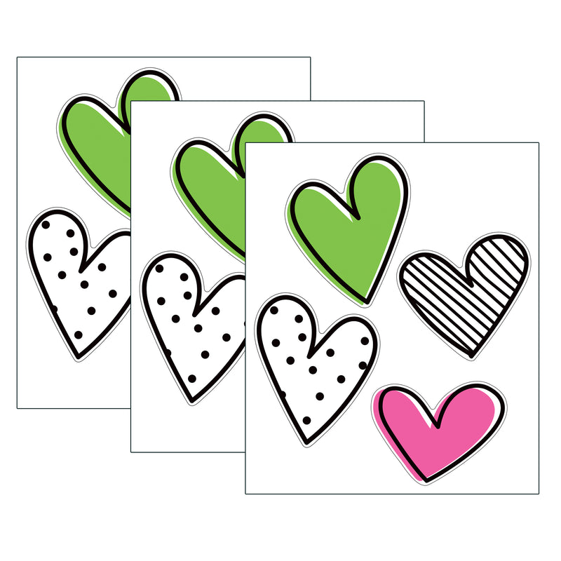 (3 Pk) Jumbo Doodle Hearts Cut Outs Kind Vibes