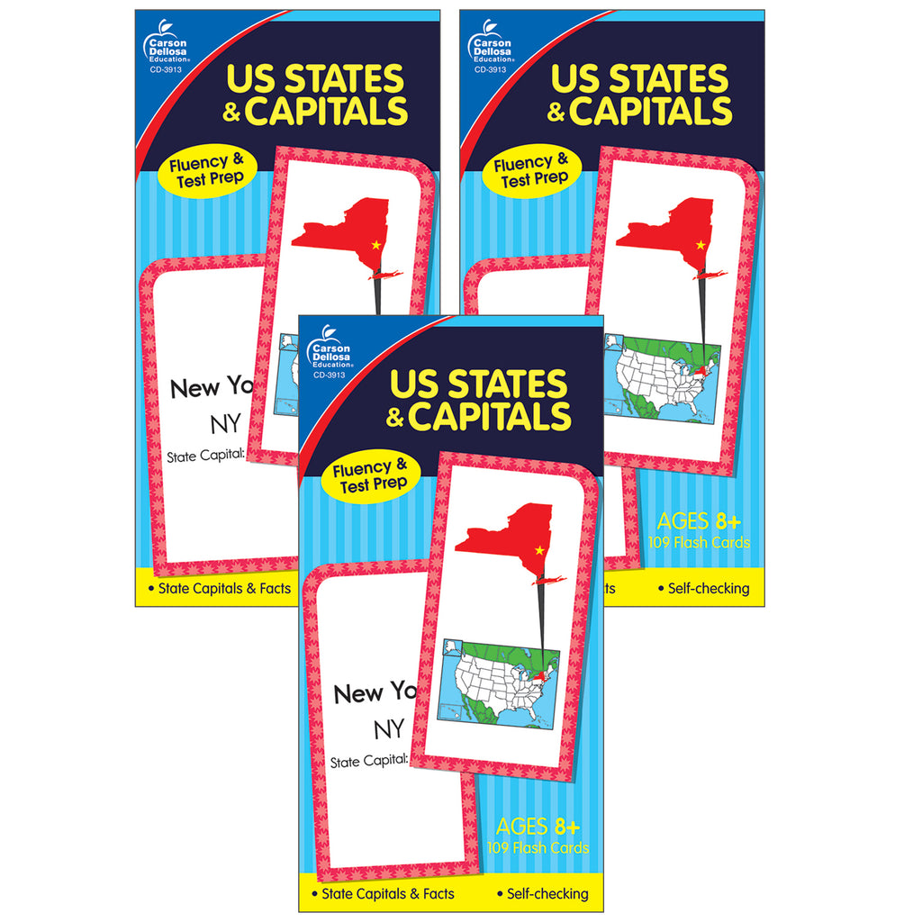 (3 Pk) Flash Cards Us State &capitl