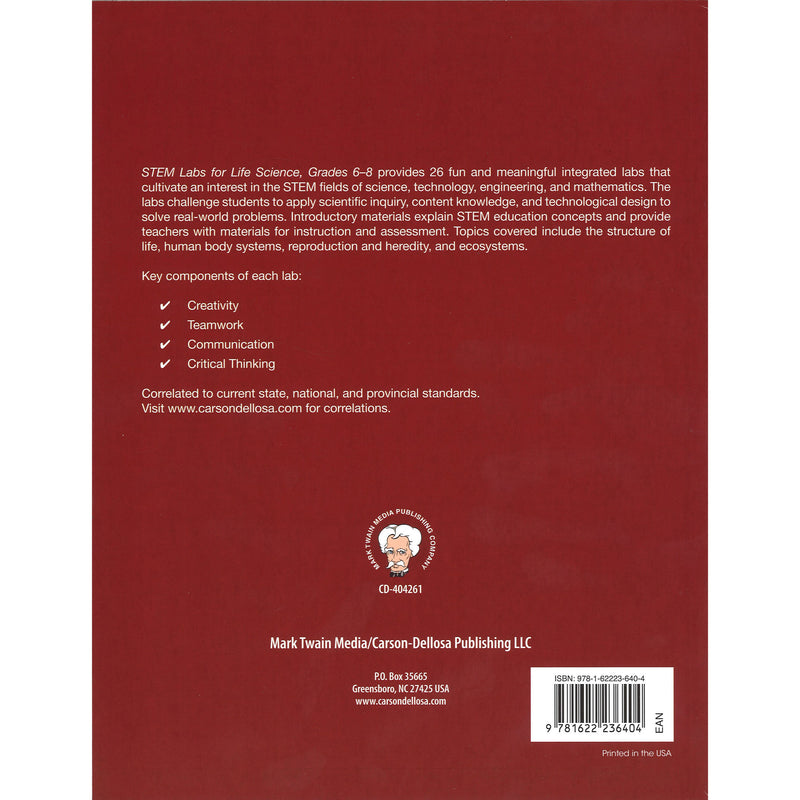 Stem Labs  Life Science Book Gr 6-8