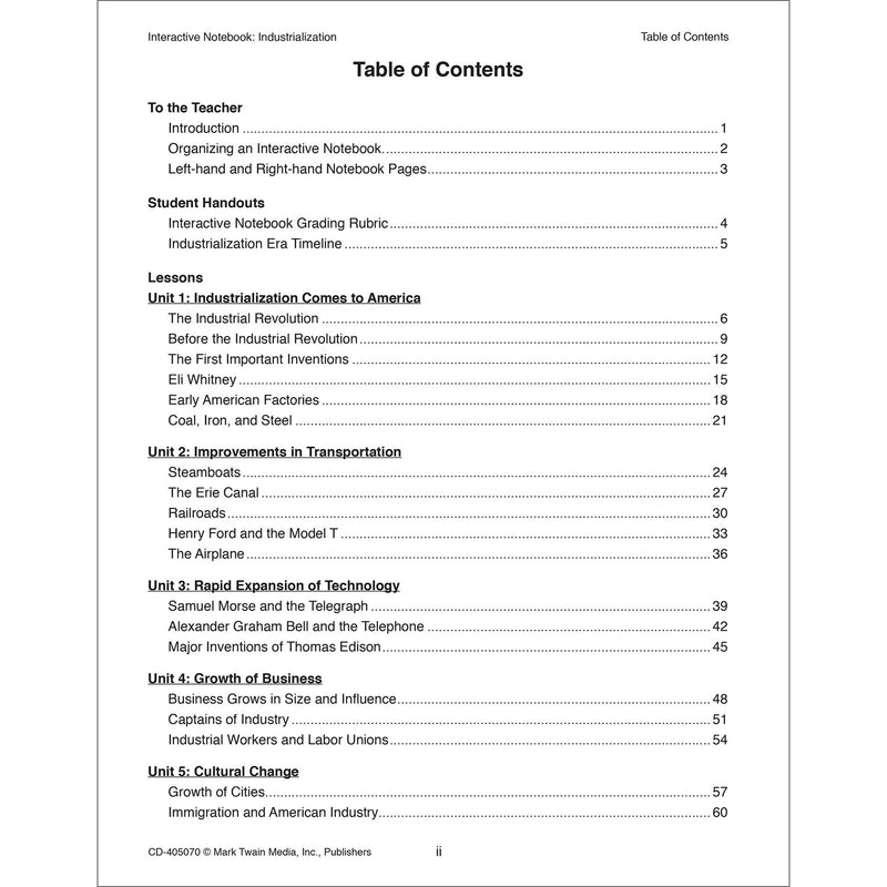 Interactive Notebook: Industrialization, Grade 5-8