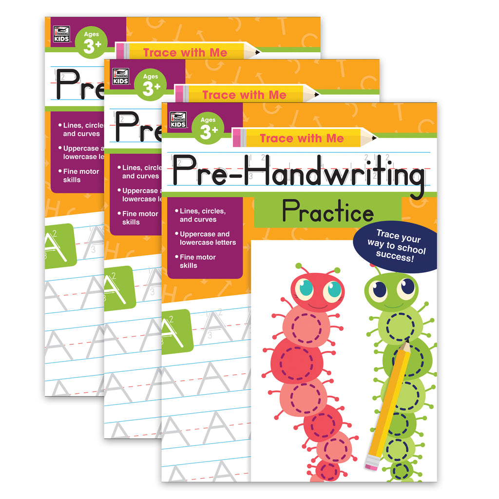 Pre-Handwriting Practice Activity Book, Grade Preschool-2, Pack of 3