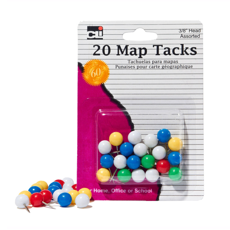 (12 Pk) Map Tacks 20 Per Pk