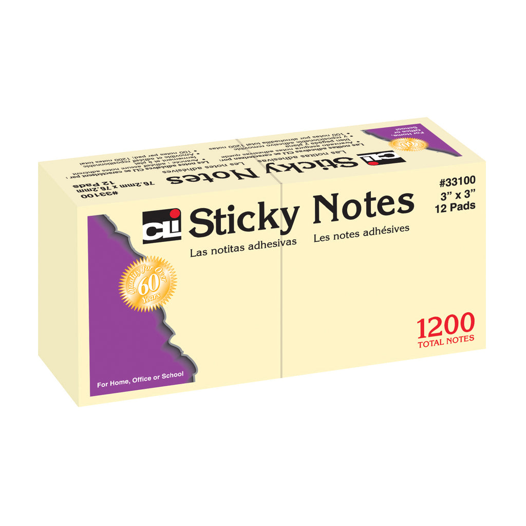 (3 Pk) Sticky Notes 3x3 Plain