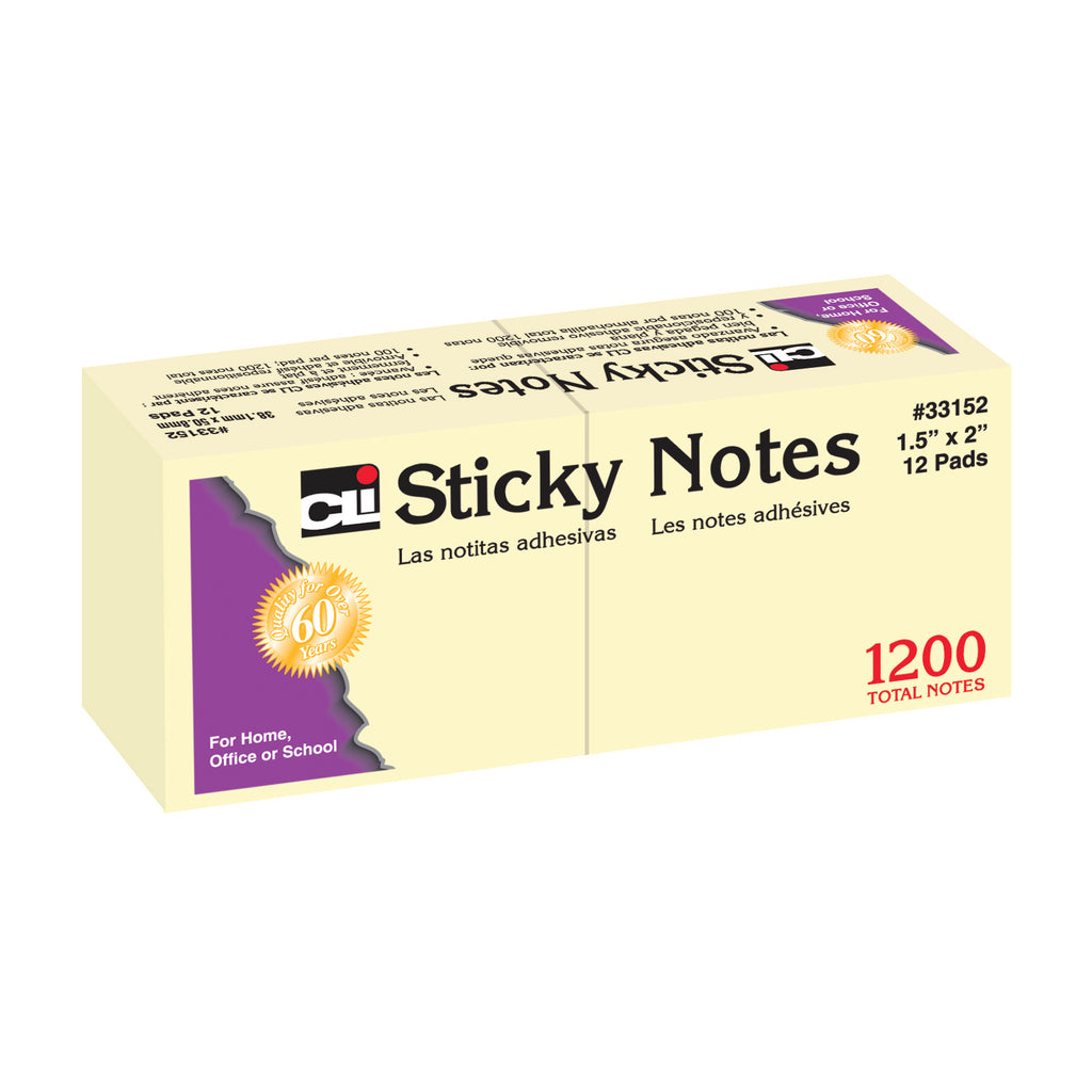 (12 Pk) Sticky Notes 1 1-2x2 Plain