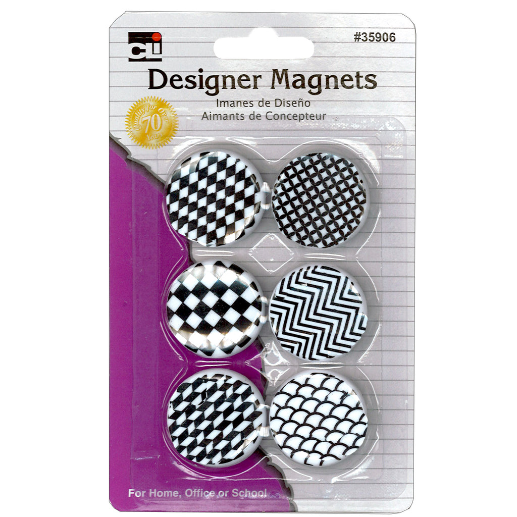 (12 Pk) Designer Button Style Magnets 6 Pk