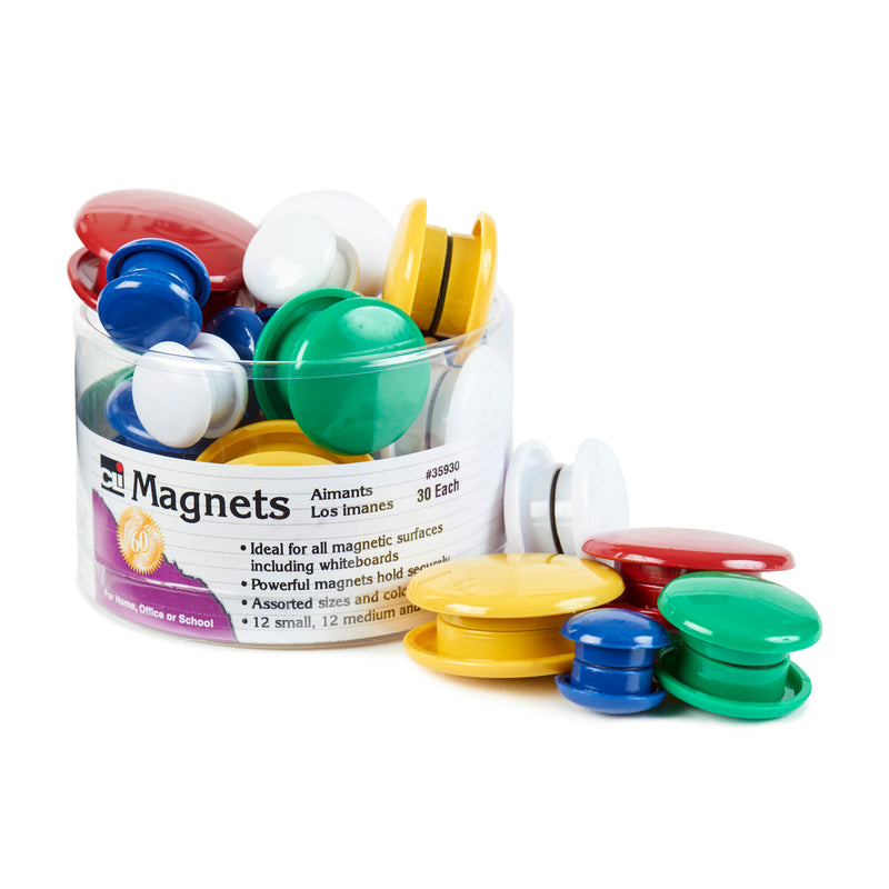 (6 Ea) Magnets Round 30-tub Asst Sizes And Colors