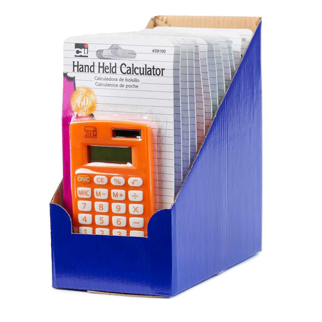 12 Pack 8 Digit Handheld Calculator Assorted Colors