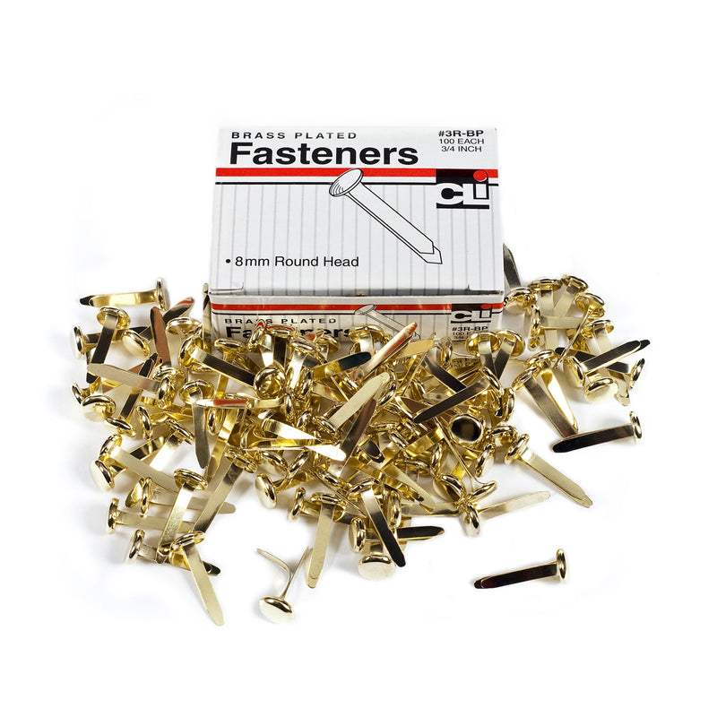 (20 Bx) Brass Paper Fasteners 3-4in 100 Fasteners Per Box