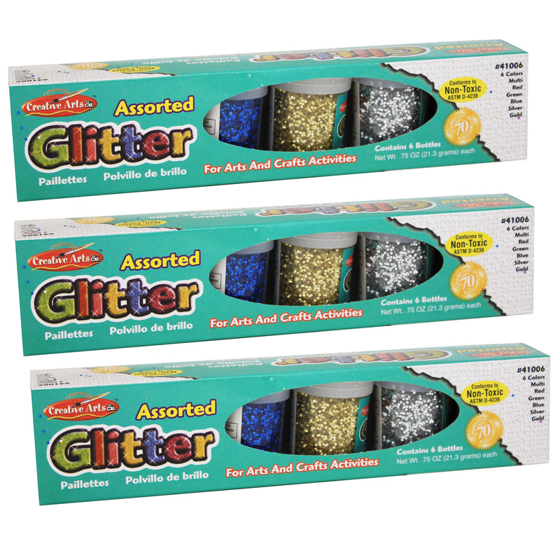 (3 Pk) Glitter Set 6 Per Pk