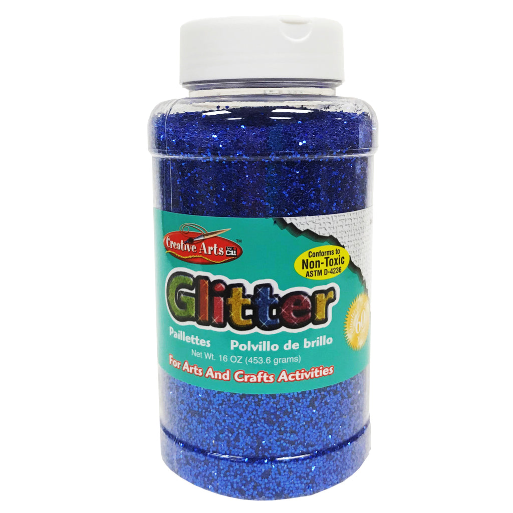 (3 Ea) Glitter 16 Oz Bottle Blue