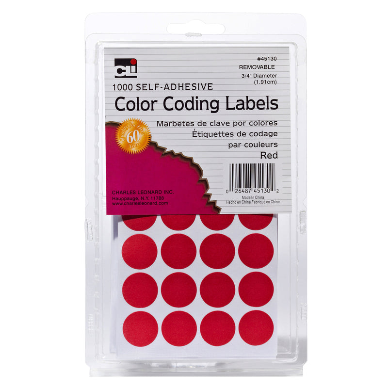 (12 Pk) Color Coding Labels Red