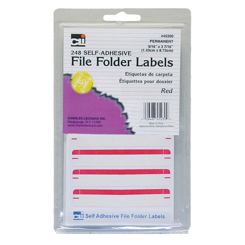 (12 Pk) File Folder Labels Red 248 Per Pk