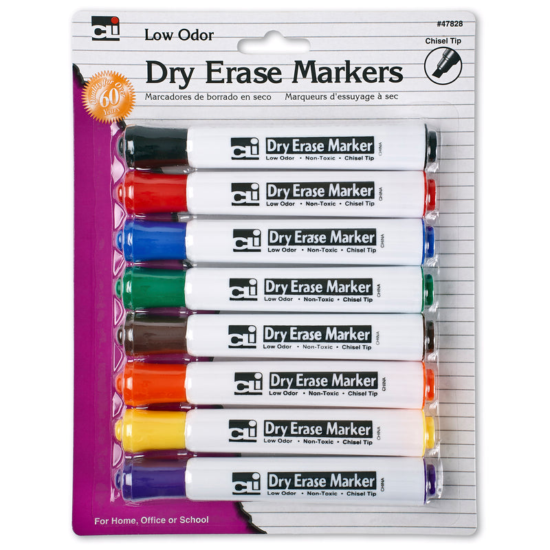 (3 Pk) Chisel Tip Asst Barrel Style 8 Per Pk Dry Erase Markers
