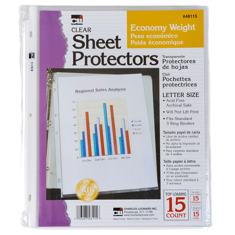 (12 Pk) Sheet Protectors Economy 15 Per Pk