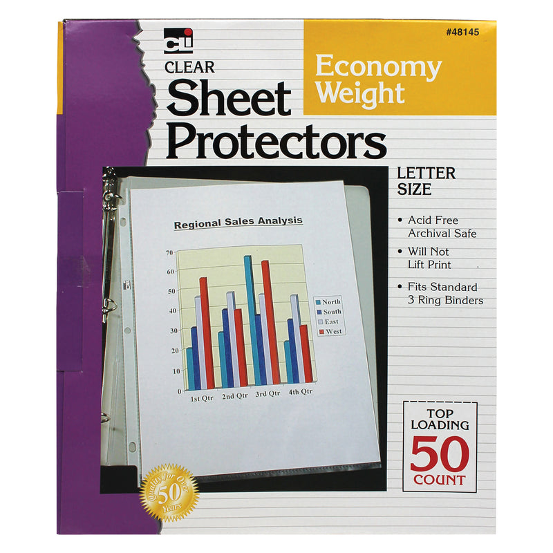 (5 Bx) Top Loading Sheet Protectors Clear 50 Per Box