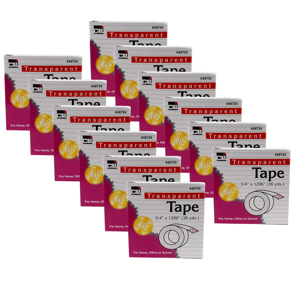 (12 Rl) Tape Transparent 1in Core 1 Rl