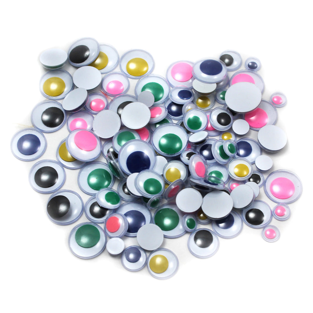 (12 Pk) Wiggle Eyes Round Ast Sizes & Colors 100 Per Pk