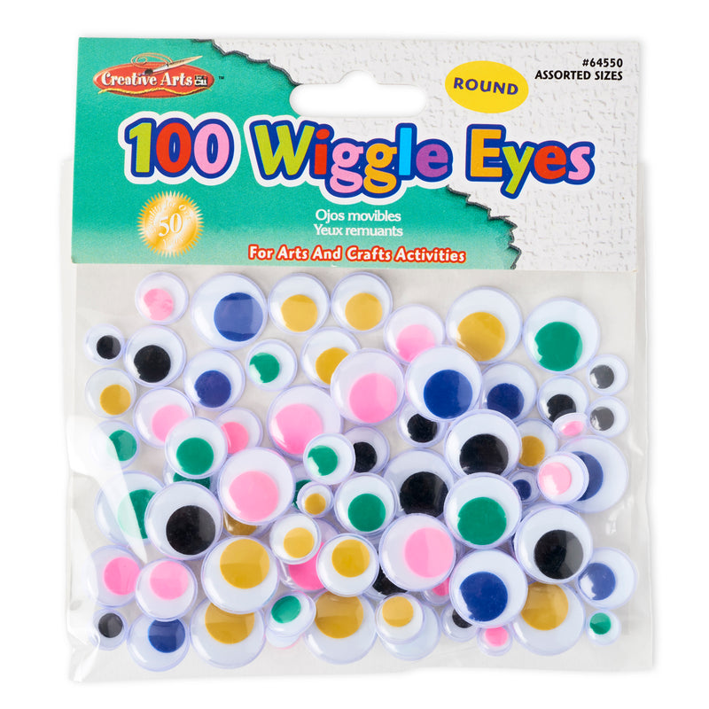 Wiggle Eyes Round Asst Sizes & Colors 100ct