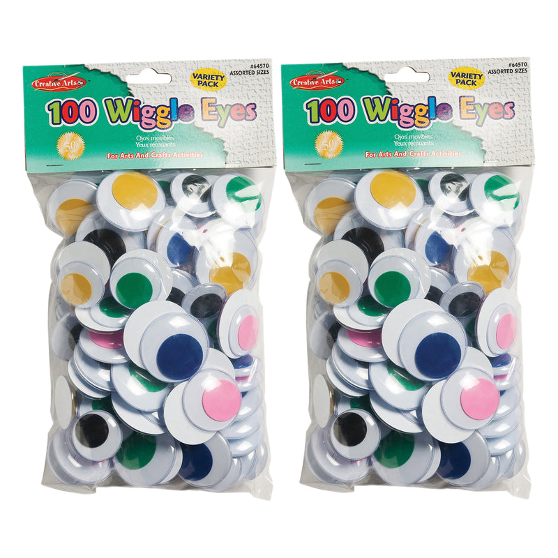 (2 Pk) Jumbo Wiggle Eyes Asst Clrs