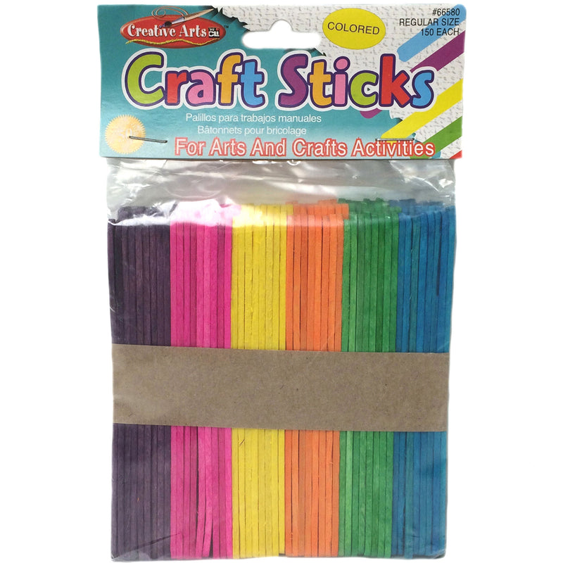 (12 Pk) Craft Sticks Regular Size Colored 150 Per Pk