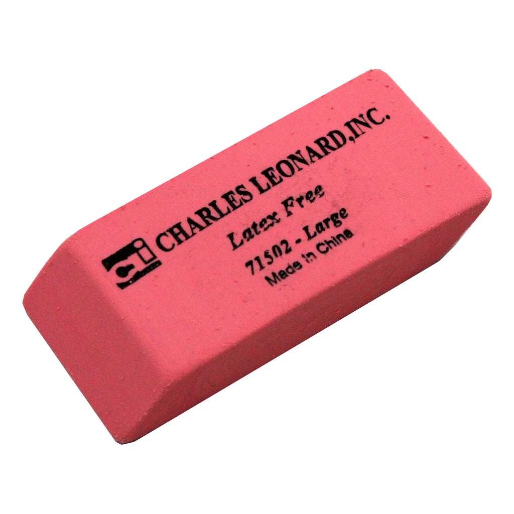 (6 Bx) Synthetic Pink Wedge Erasers Large 12 Per Bx