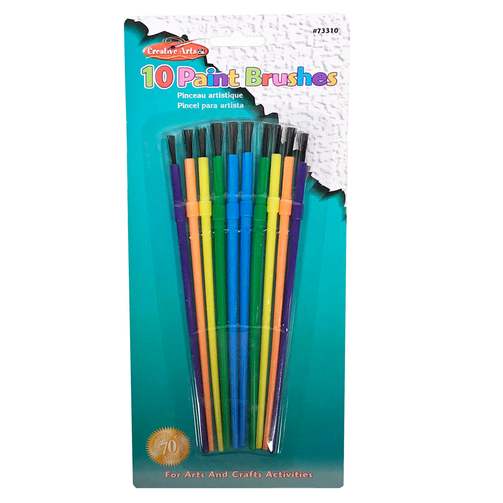 Plastic Artist Brushes 10 Pk Asst