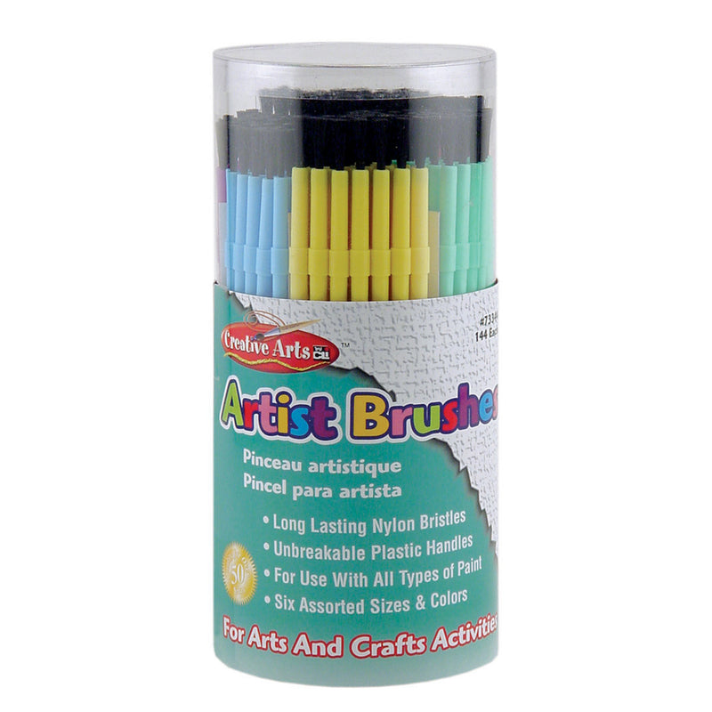 Brushes Artist Plastic Asst Clrs 144 Tub