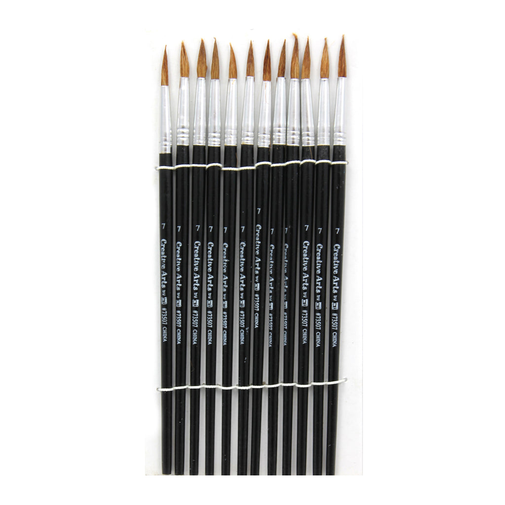 Brushes Water Color Pointed #7 3-4 Camel Hair 12 Ct