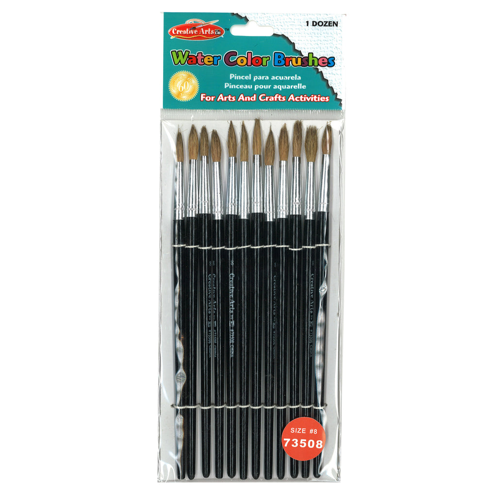 Brushes Water Color Pointed #8 13-16 Camel Hair 12 Ct