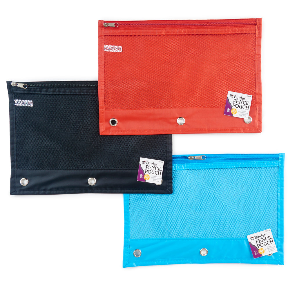 24st Assted Pencil Pouch 1 Pocket Colors Mesh Front