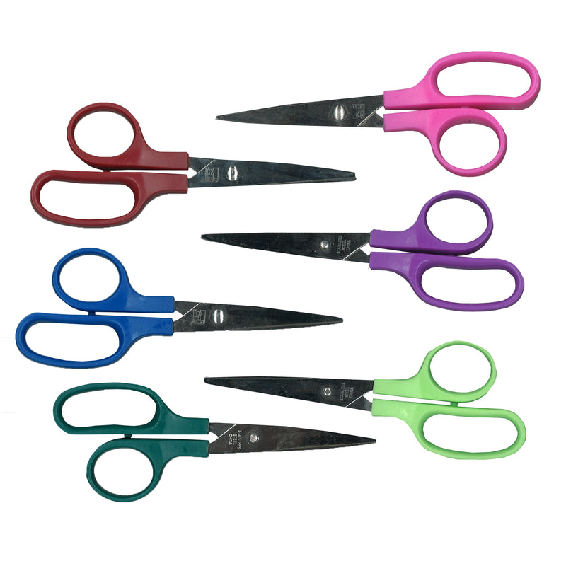 (36 Ea) Childrens Scissors 5in Pointed Asst Colors