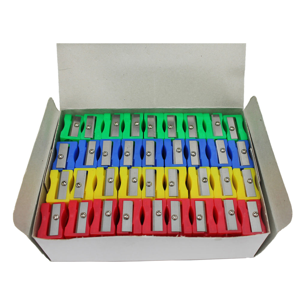 (144 Ea) One Hole Plastic Pencil Sharpener Assorted Colors