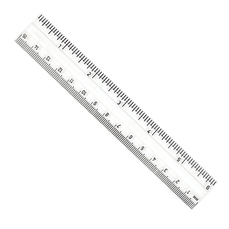 (48 Ea) Clear Plastic 6in Ruler Inches - Metric