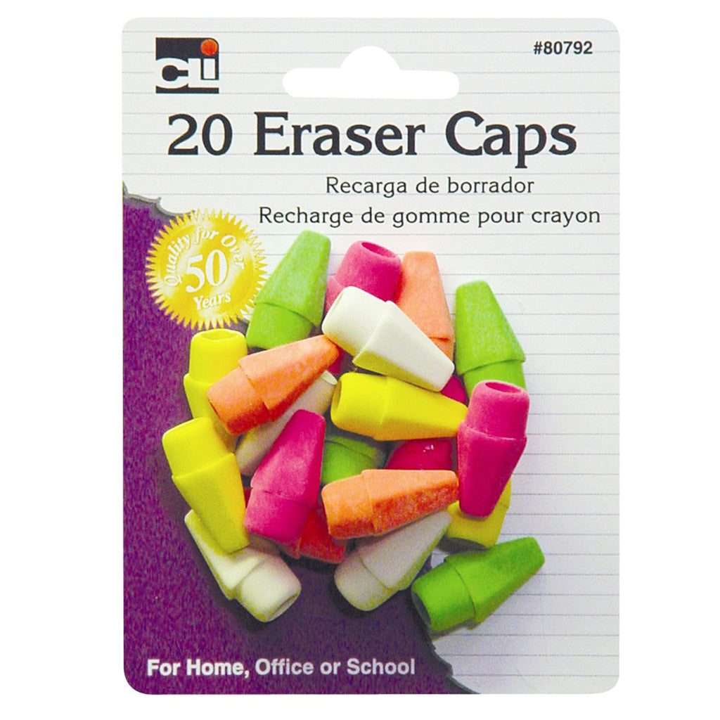 (12 Ea) Eraser Caps Neon Asst