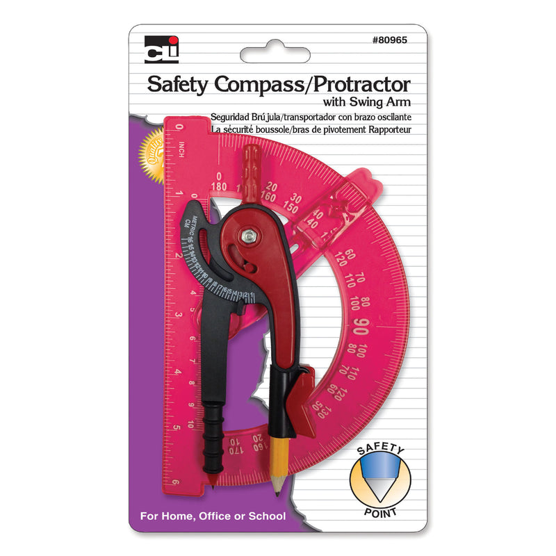 12 Compass 6in Swing Arm Protractor Assorted Colors