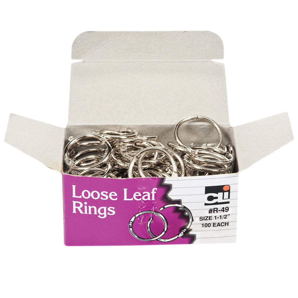 Loose Leaf Book Rings 100-box 1 1-2 Diameter