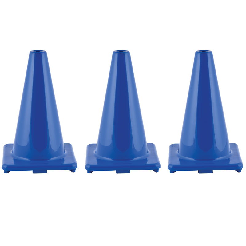 (3 Ea) Flexible Vinyl Cone 12in Blu Weighted