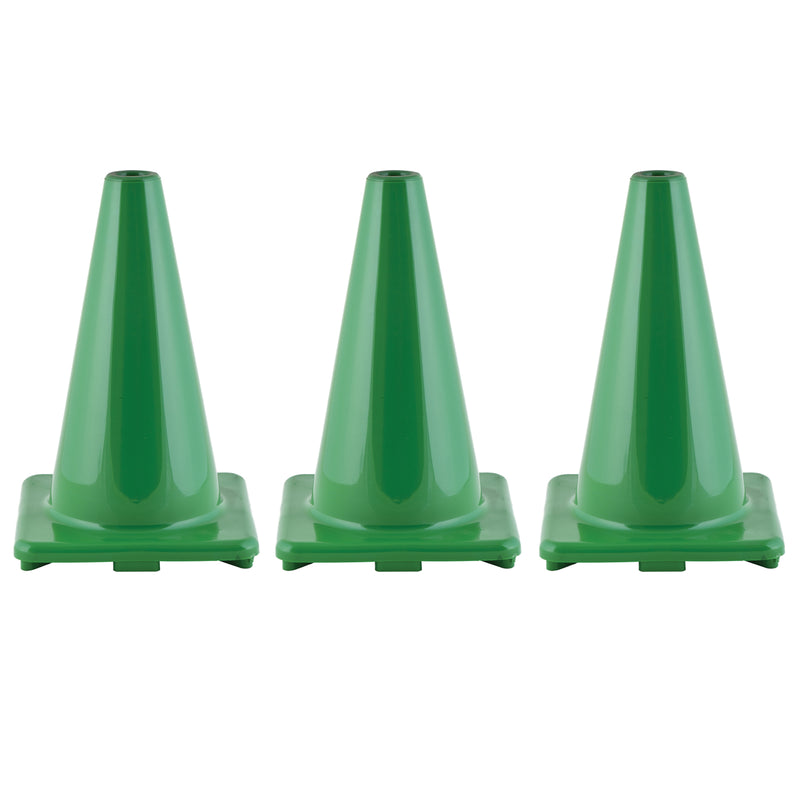 (3 Ea) Flexible Vinyl Cone 12in Green Weighted