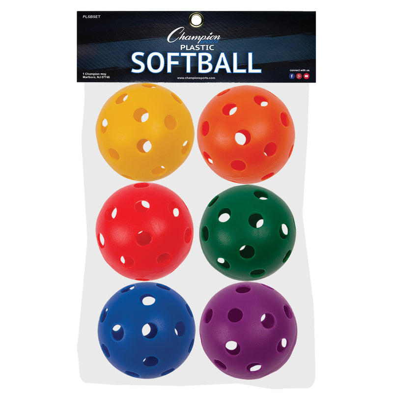 (3 St) Plastic Balls Softball Size 6 Per Set